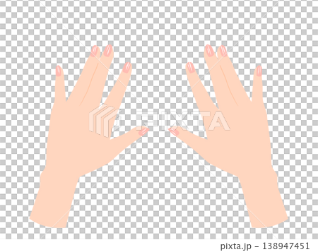 Illustration of damaged fingernails: cracks, chips, vertical lines 138947451