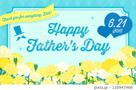 カーネーションと薔薇の父の日テンプレート_横 138947466