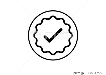 Verified Badge Icon With Check Mark and Quality Seal Outline for Approval and Certification Verified Badge Icon With Check Mark and Quality Seal Outline for Approval and Certification 138947585