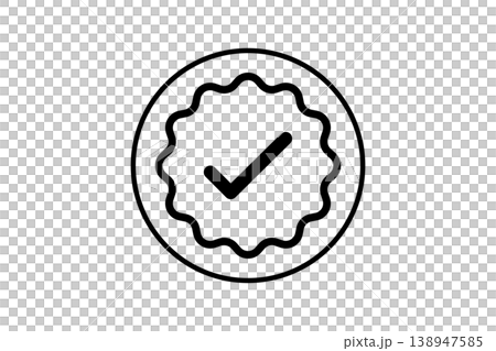 Verified Badge Icon With Check Mark and Quality Seal Outline for Approval and Certification 138947585