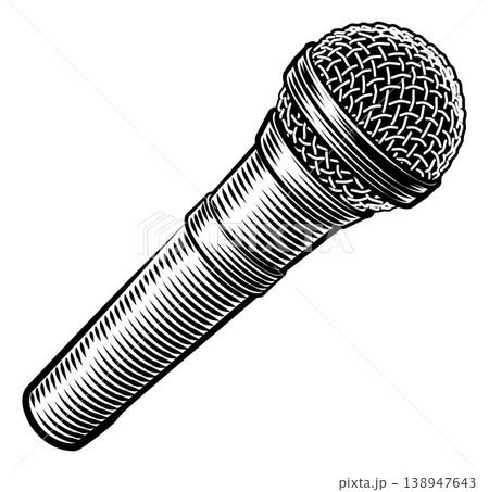 Microphone Mic Vintage Woodcut Illustration Microphone Mic Vintage Woodcut Illustration 138947643