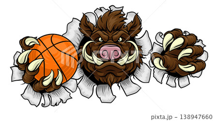 Boar Wild Hog Razorback Warthog Basketball Mascot Boar Wild Hog Razorback Warthog Basketball Mascot 138947660