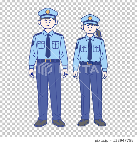 男性と女性の警備スタッフ全身イラスト 男性と女性の警備スタッフ全身イラスト 138947789