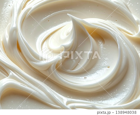 なめらかなクリームが渦を描くマクロ背景 138948038