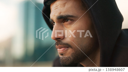 Man, runner and thinking outdoor for fitness, exercise or wellness with determination or nature. Athlete, person and mindfulness for workout, training and healthy body with sportswear in urban town Man, runner and thinking outdoor for fitness, exercise or wellness with determination or nature. Athlete, person and mindfulness for workout, training and healthy body with sportswear in urban town 138948607