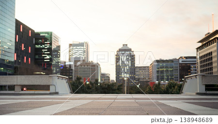 Sky, building and commercial architecture in the morning outdoor in a business district during the day. Infrastructure, office and skyscraper on a street for corporate development in an urban town 138948689