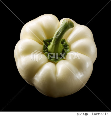 White bell pepper with green stem isolated on black background with clipping path White bell pepper with green stem isolated on black background with clipping path 138948817