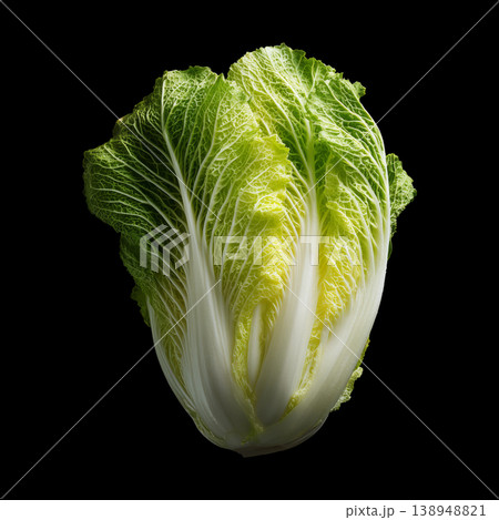 Napa cabbage closeup isolated on black background with clipping path, concept of freshness and healthy food nutrition 138948821
