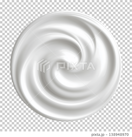 White creamy smear with smooth glossy texture isolated on white background, representing skincare and beauty concept 138948970