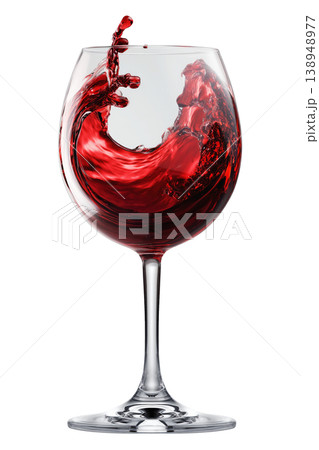 Glass with red wine splash isolated on white background, concept of elegance and celebration 138948977