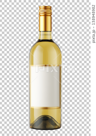 White wine bottle with blank label isolated on clean white background, concept of branding and packaging White wine bottle with blank label isolated on clean white background, concept of branding and packaging 138948982