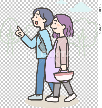 一位孕婦和她的年輕伴侶正在享受大自然的郊遊。 138948997