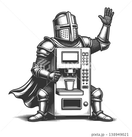 Knight in Armor Made from Coffee Machine Knight in Armor Made from Coffee Machine 138949021