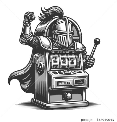 Knight Wearing Slot Machine Armor Casino Concept Knight Wearing Slot Machine Armor Casino Concept 138949043