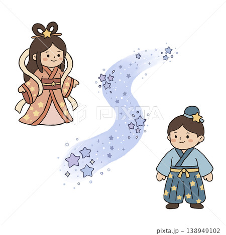七夕の織姫と彦星のイラスト 七夕の織姫と彦星のイラスト 138949102
