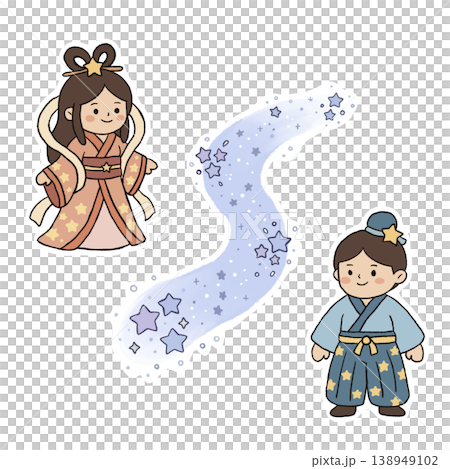 七夕の織姫と彦星のイラスト 七夕の織姫と彦星のイラスト 138949102
