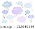 色々な形の水彩の雲のイラストセット 138949136