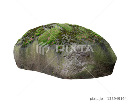 stone nice with moss isolated on white background 138949164