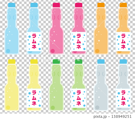 Colorful illustrations of ramune bottles Colorful illustrations of ramune bottles 138949251