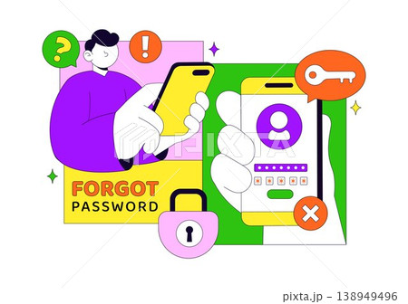 Forgot Password Vector Illustration Account Recovery Concept With Mobile Login Security Lock Verification Code and User Authentication Design 138949496
