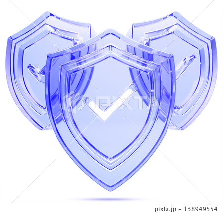 3d glass shields with check mark render. Blue transparent icons with tick sign, medical health protection. Cyber security, digital safety, secure data protection, verification concept. 3D illustration 3d glass shields with check mark render. Blue transparent icons with tick sign, medical health protection. Cyber security, digital safety, secure data protection, verification concept. 3D illustration 138949554