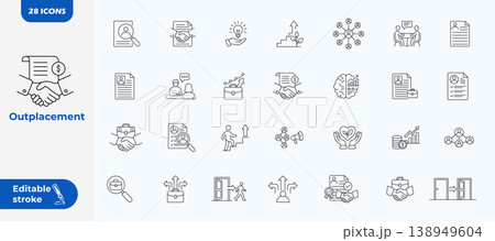 Outplacement icon set, Editable line icons, Editable stroke icon, Vector illustration. 138949604