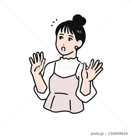 驚くまとめ髪の若い女性のシンプルなベクターイラスト素材 驚くまとめ髪の若い女性のシンプルなベクターイラスト素材 138949626