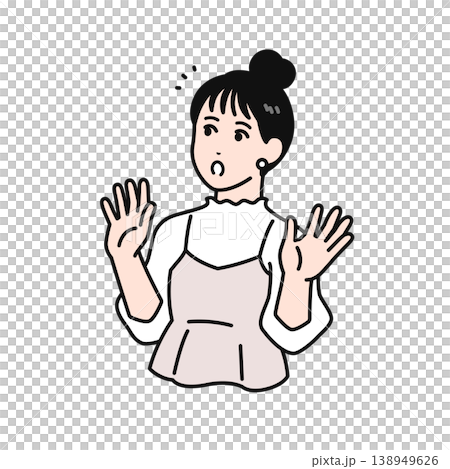 一幅簡潔的向量插圖，描繪了一位梳著別緻高髻的年輕女子。 138949626