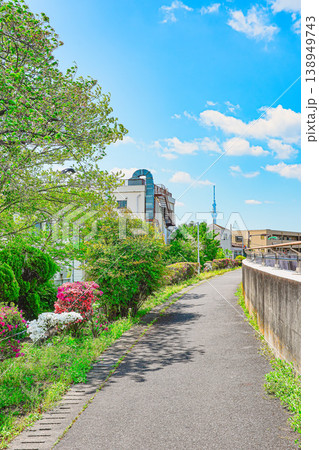 住宅街の中を中川遊歩道 138949743