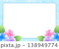 梅雨フォトフレーム、アジサイ、雨、風景、横 138949774