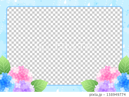 Rainy season photo frame, hydrangea, rain, landscape, horizontal 138949774