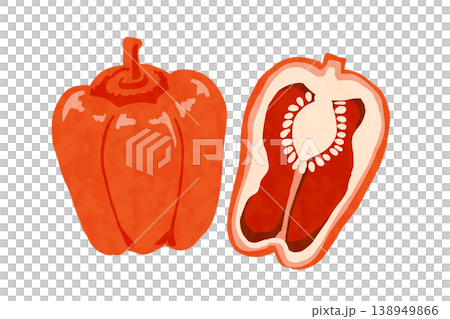 手繪風格的紅甜椒向量插圖 手繪風格的紅甜椒向量插圖 138949866