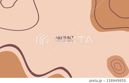 Minimal beige organic shapes, abstract background, soft flowing curves with layered brown tones creating calm modern composition for branding hero, packaging, social media and web assets 138949958