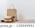 Eco friendly takeaway packaging with paper bag 138949991