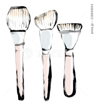 墨絵イラスト　水墨画イメージ　コスメ用筆 138950041