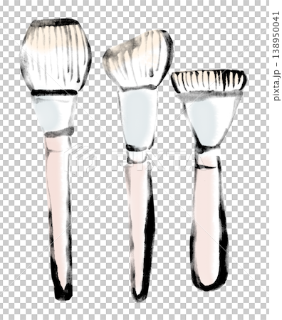 墨絵イラスト　水墨画イメージ　コスメ用筆 138950041