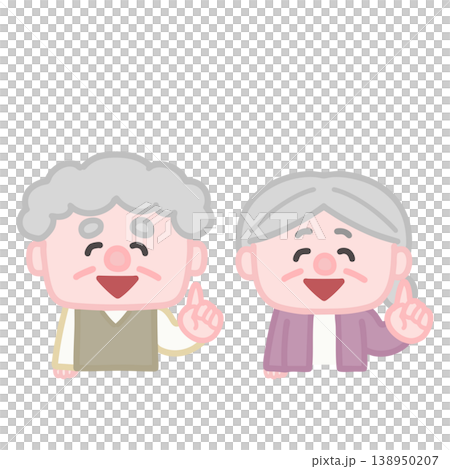 指差しでニッコリ笑うシニア夫婦 138950207