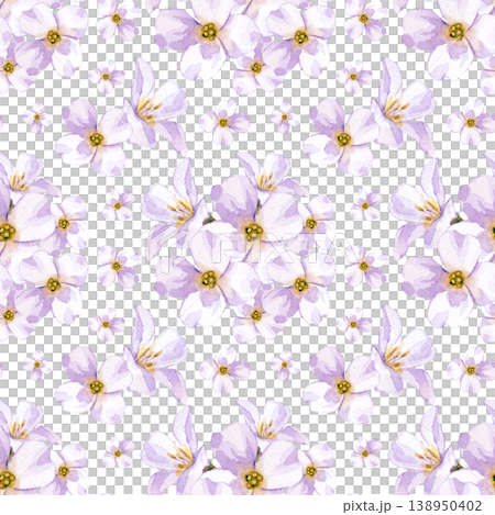 Hand-painted seamless watercolor pattern of bouquets of white flowers on an isolated background. Botanical illustration. Hand-painted seamless watercolor pattern of bouquets of white flowers on an isolated background. Botanical illustration. 138950402
