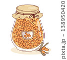 Sea Buckthorn Jam in Glass Jar. Homemade Orange Berry Preserves with Craft Paper Lid and Twine. Vector Illustration. Organic Fruit Marmalade. Vitamin Eco harvest 138950420