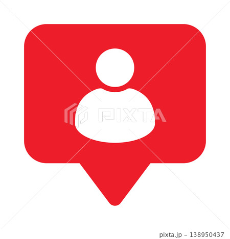 User profile icon in speech bubble social media notification symbol account avatar message sign modern flat design red chat badge communication concept for app interface web ui graphic User profile icon in speech bubble social media notification symbol account avatar message sign modern flat design red chat badge communication concept for app interface web ui graphic 138950437