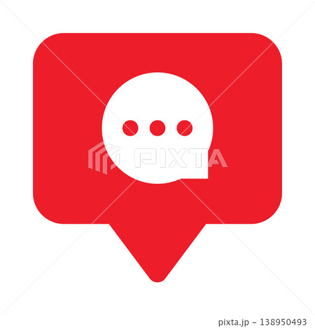 Chat message speech bubble icon with typing dots minimal social media communication symbol modern flat design red notification badge dialog concept for app interface web ui messaging Chat message speech bubble icon with typing dots minimal social media communication symbol modern flat design red notification badge dialog concept for app interface web ui messaging 138950493