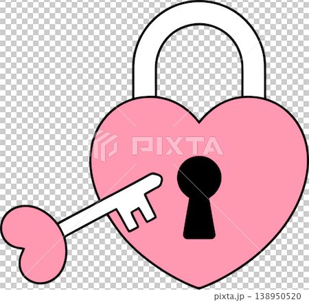 Heart Padlock with Key Cartoon Illustration Heart Padlock with Key Cartoon Illustration 138950520