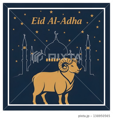 Islamic Festival Celebration with Golden Ram and Mosque Islamic Festival Celebration with Golden Ram and Mosque 138950565