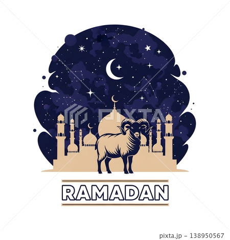 Ramadan Celebration Night Sky Mosque Ram Design 138950567