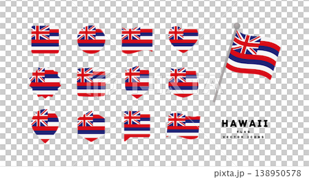 夏威夷州旗扁平化設計圖示集向量圖 138950578