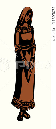 Vector drawing. Girl with a lamp Vector drawing. Girl with a lamp 138950734