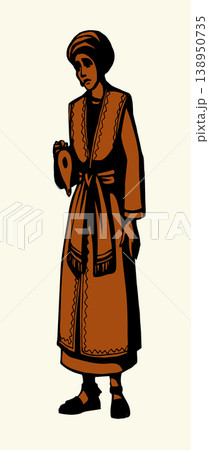 Vector drawing. Girl with a lamp 138950735
