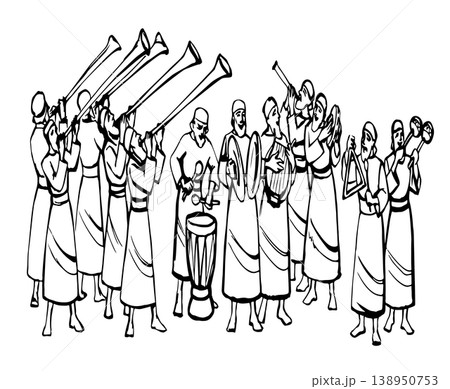 Vector drawing. People play music 138950753