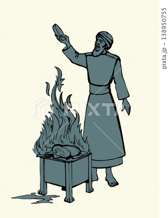 Vector drawing. Man cooking food Vector drawing. Man cooking food 138950755