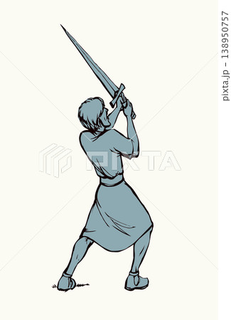Vector drawing. Man with sword 138950757